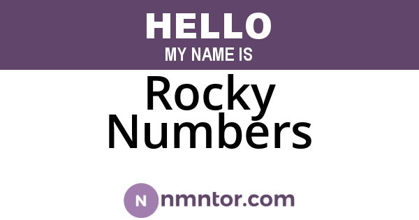 Rocky Numbers
