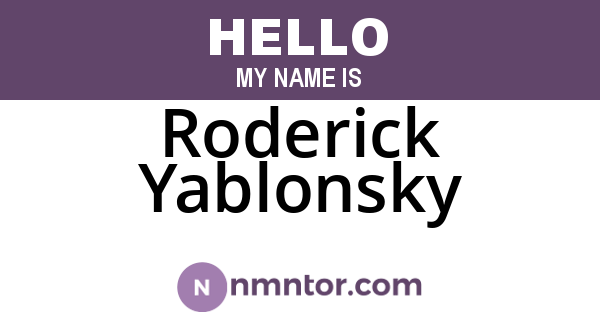 Roderick Yablonsky