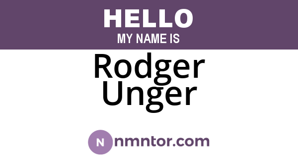 Rodger Unger