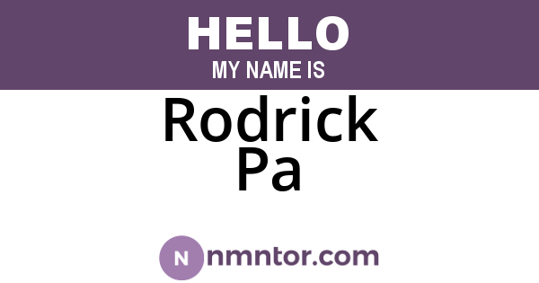 Rodrick Pa
