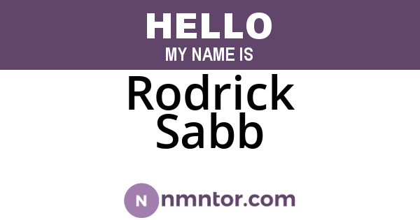 Rodrick Sabb