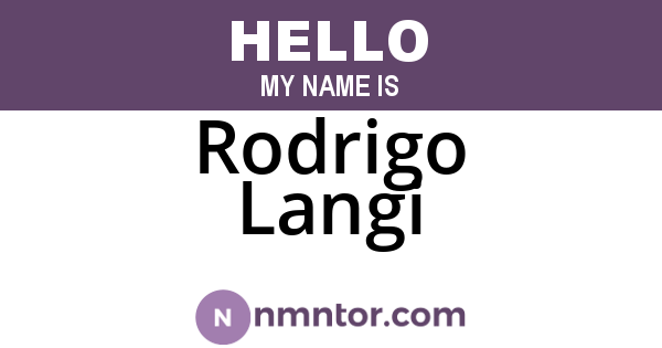 Rodrigo Langi