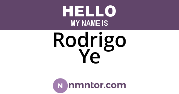 Rodrigo Ye