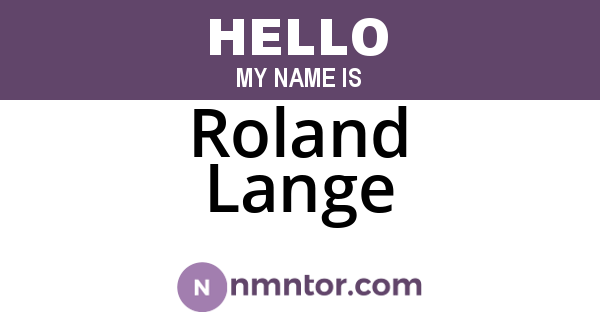 Roland Lange