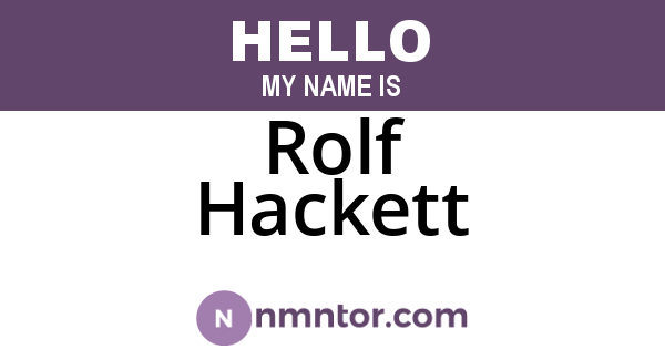 Rolf Hackett