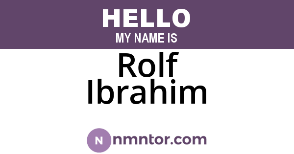 Rolf Ibrahim