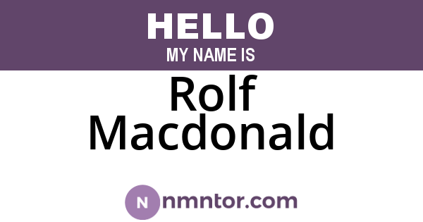 Rolf Macdonald