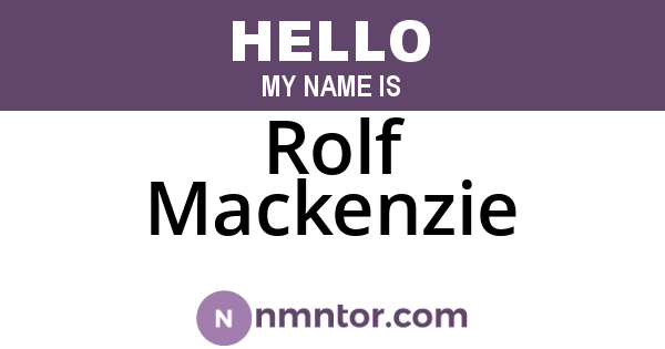 Rolf Mackenzie
