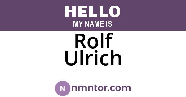 Rolf Ulrich