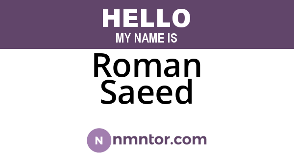 Roman Saeed