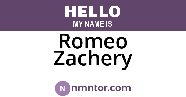 Romeo Zachery