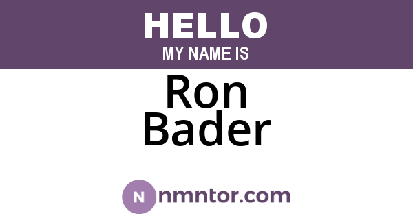 Ron Bader
