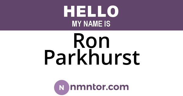 Ron Parkhurst