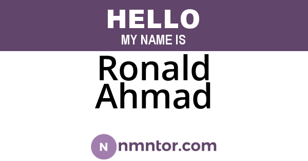 Ronald Ahmad