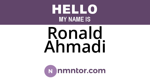 Ronald Ahmadi
