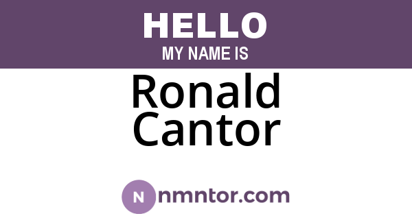 Ronald Cantor
