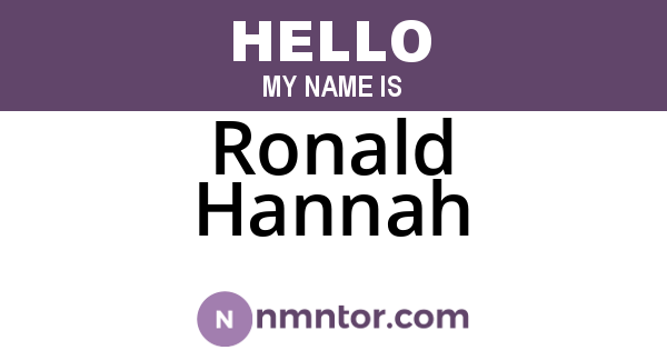 Ronald Hannah