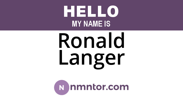 Ronald Langer