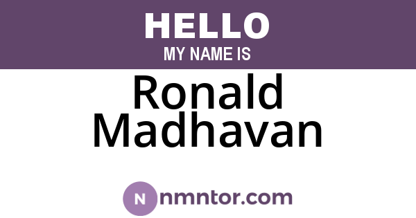 Ronald Madhavan