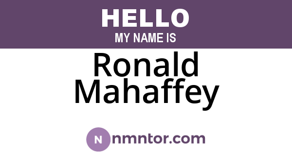 Ronald Mahaffey