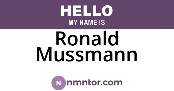 Ronald Mussmann
