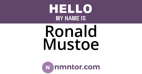 Ronald Mustoe
