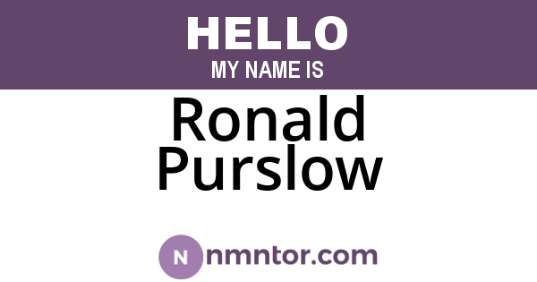 Ronald Purslow