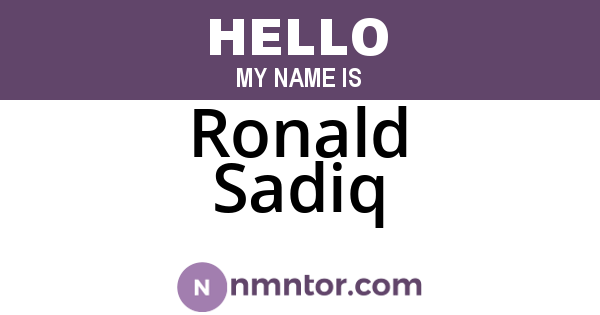 Ronald Sadiq