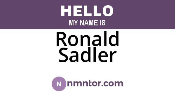 Ronald Sadler