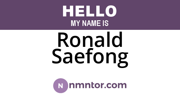 Ronald Saefong