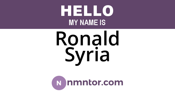 Ronald Syria