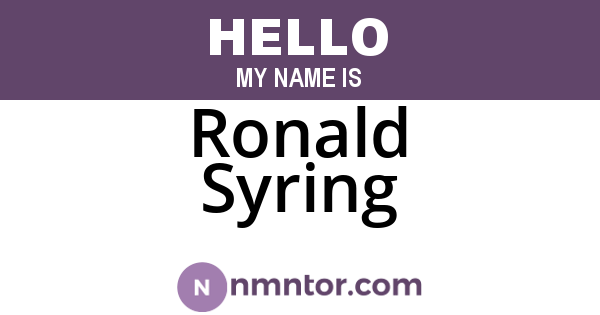 Ronald Syring