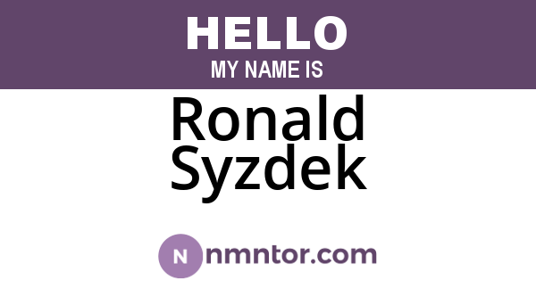 Ronald Syzdek