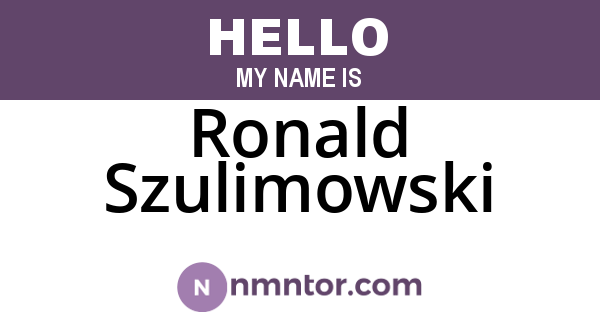 Ronald Szulimowski