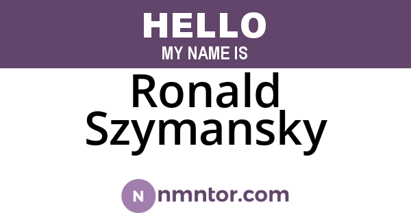 Ronald Szymansky