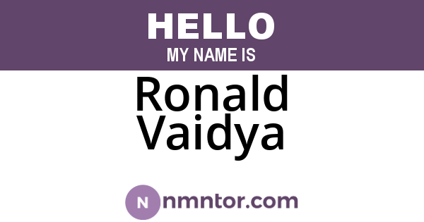 Ronald Vaidya
