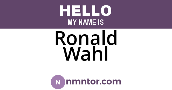 Ronald Wahl