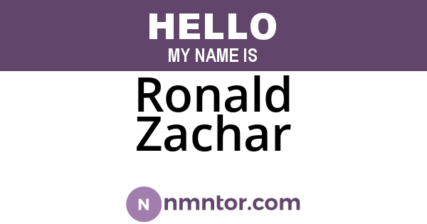 Ronald Zachar