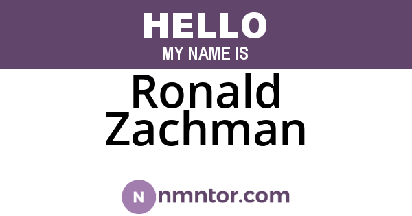 Ronald Zachman