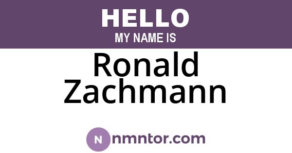 Ronald Zachmann