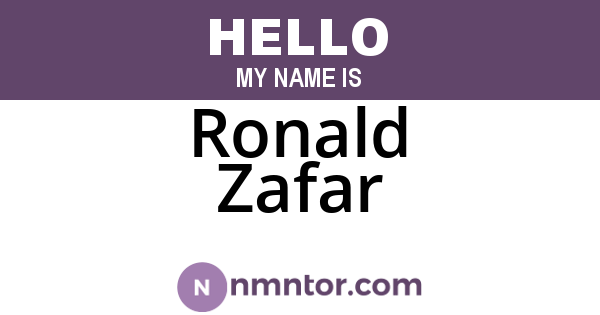Ronald Zafar