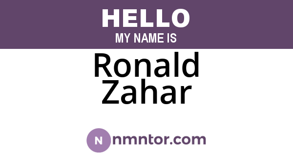 Ronald Zahar