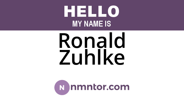 Ronald Zuhlke