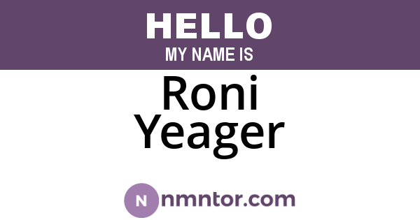 Roni Yeager