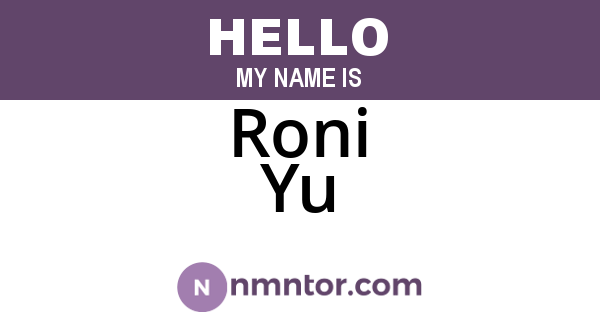 Roni Yu