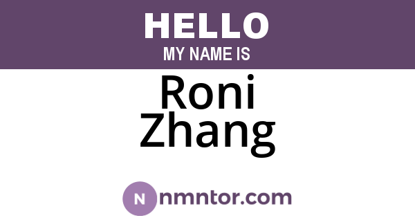 Roni Zhang