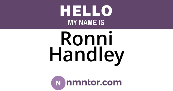 Ronni Handley