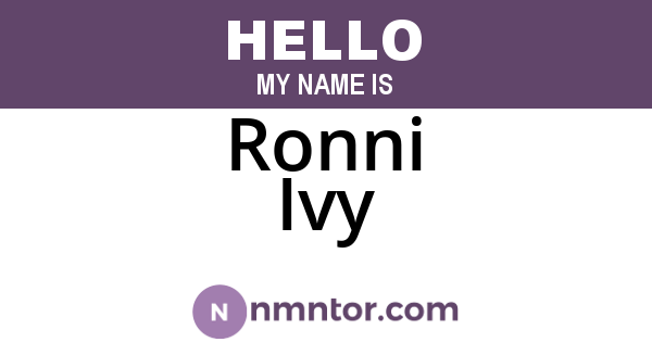 Ronni Ivy