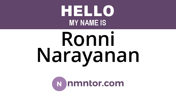 Ronni Narayanan