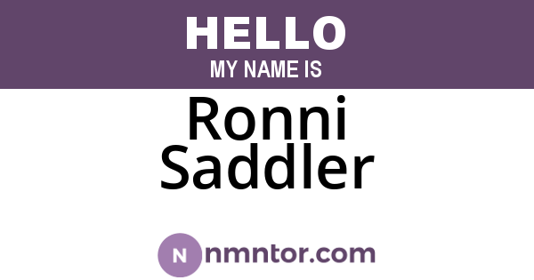 Ronni Saddler